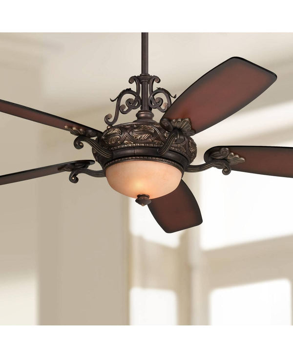 56" Casa Esperanza Vintage Ceiling Fan with Light LED Dimmable Remote Bronze Gold Shaded Teak Blades for Living Room Kitchen Bedroom - Casa Vieja